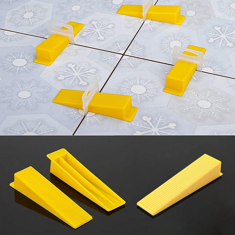 Threetwone 400pcs Tile Leveling System Wedges, Reusable, 1/32, 1/16, 1/8 Inch Spacer Compatible,Wall Tile Installation Kit (yellow, 400) - Image 4